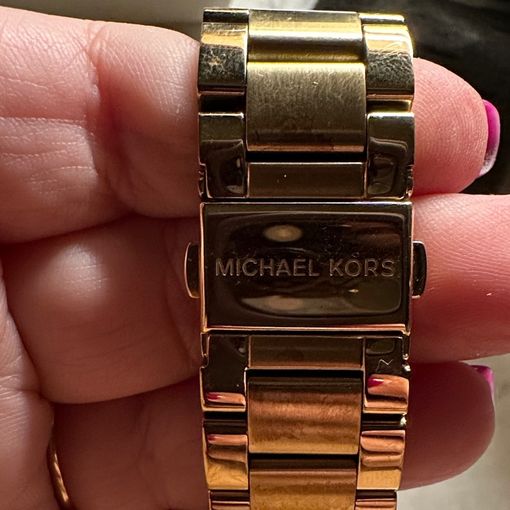 Michael Kors Gold Tone Crystal-Trim Chronograph Bracelet Watch - Picture 3 of 5